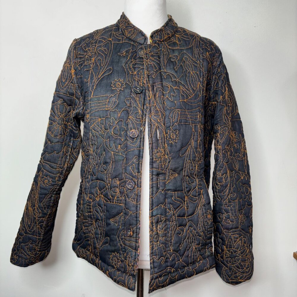 Chadwicks Reversible Jacket Women 12 Quilted Art to Wear Textured Print Colorful - Picture 13 of 16